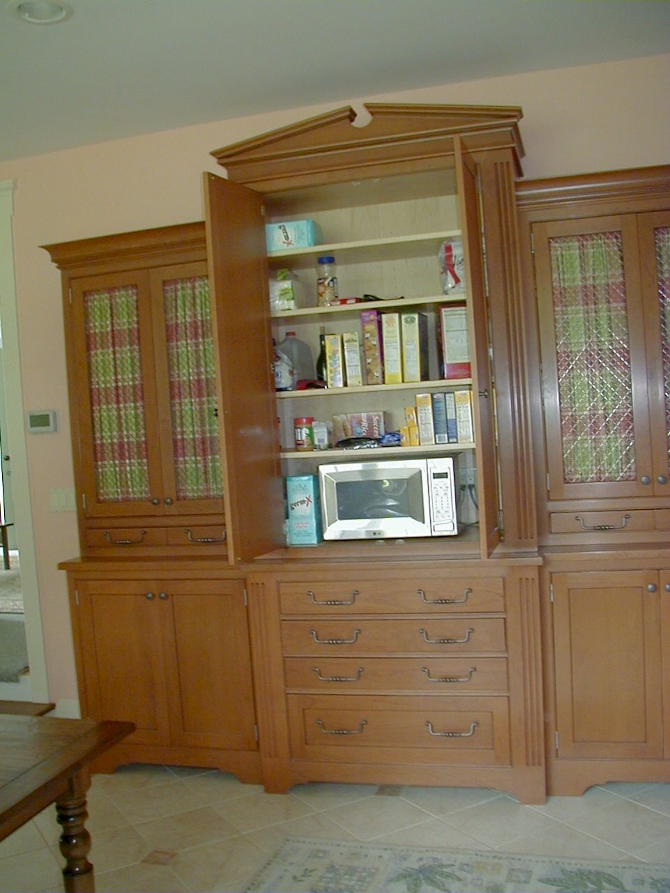 Cherry hutch with the doors open.