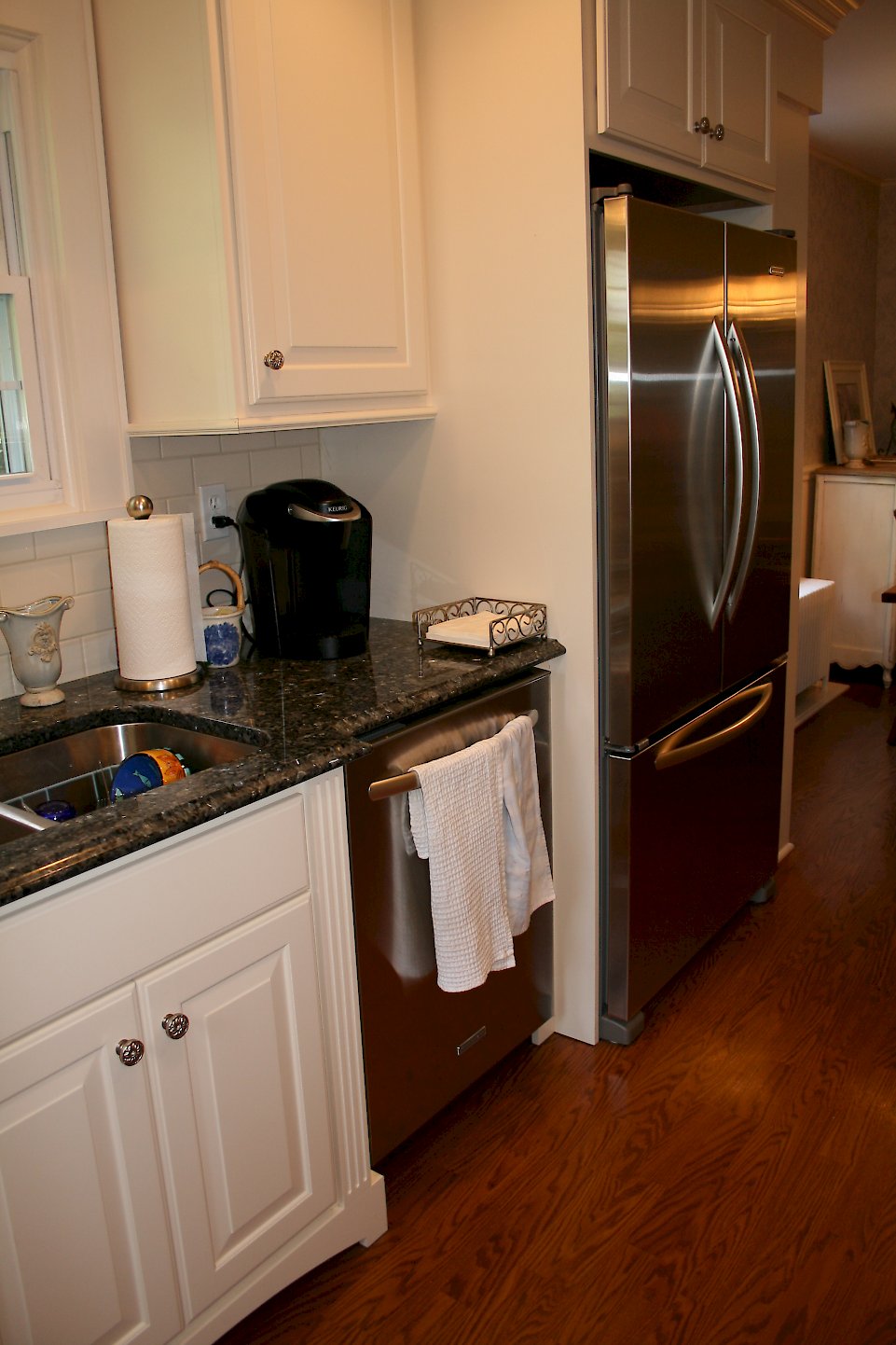 Stainless steel dishwasher.