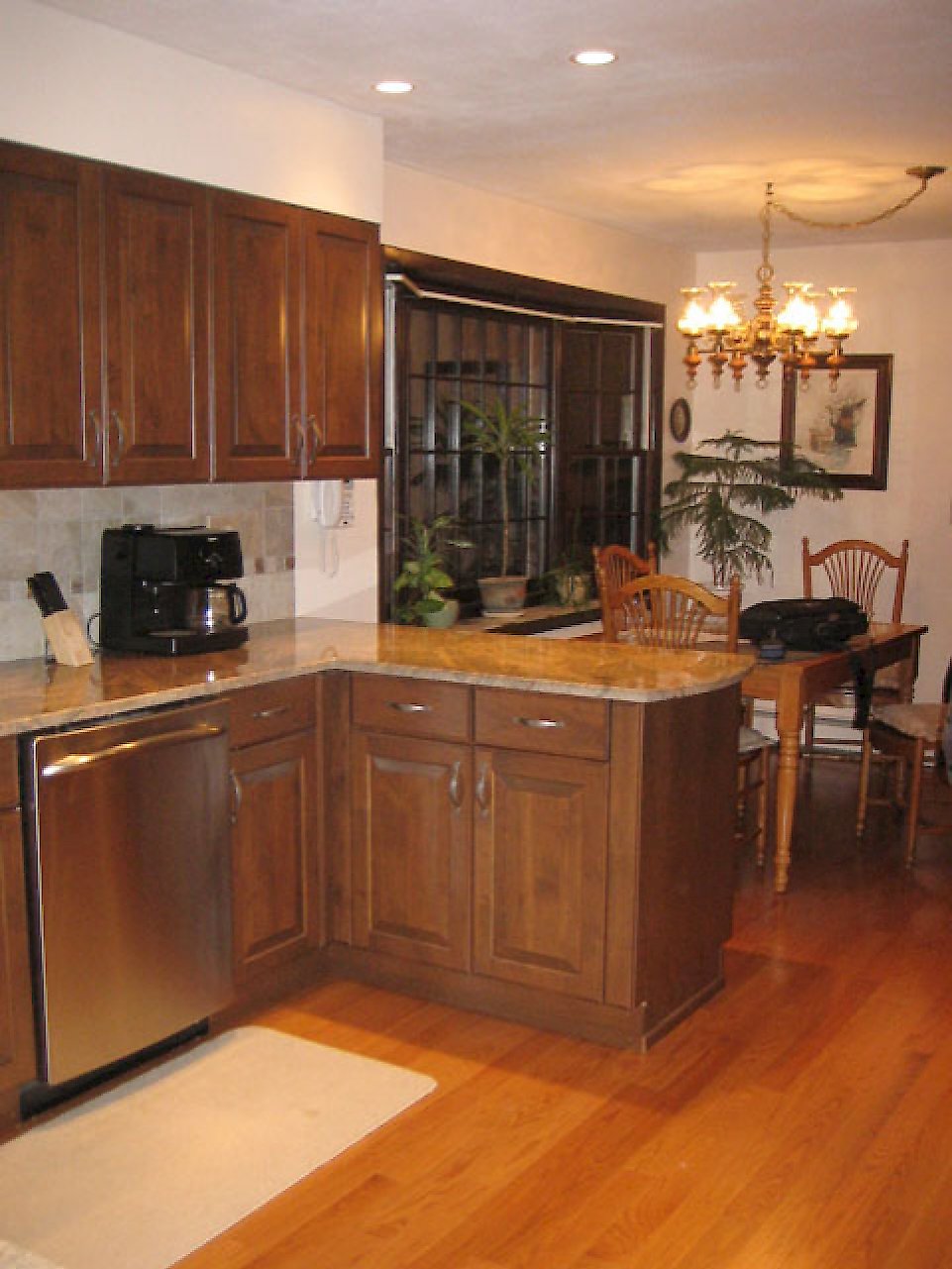 The small peninsula in the kitchen.