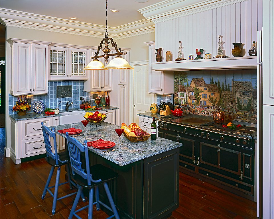 A Wood-Mode kitchen with vintage lace and cottage black finish.