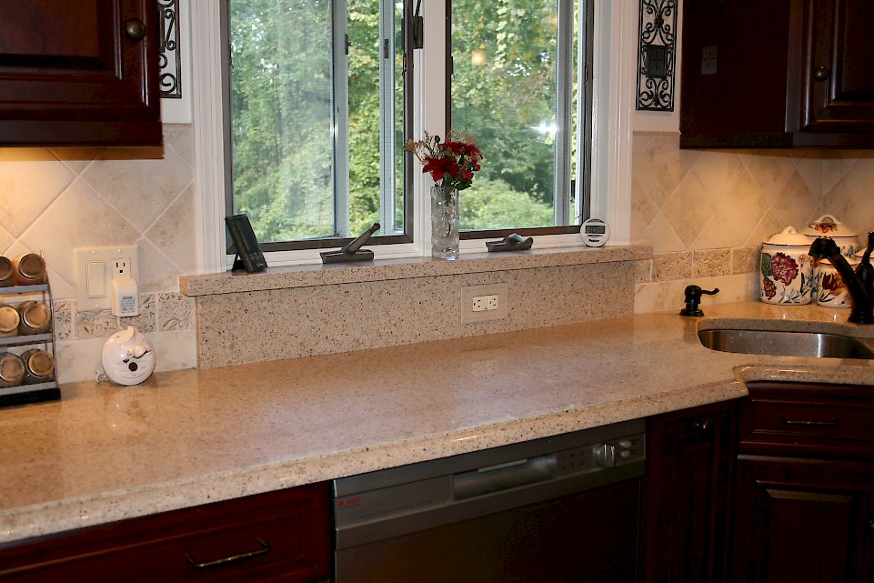 Ivory quartz counter-tops.