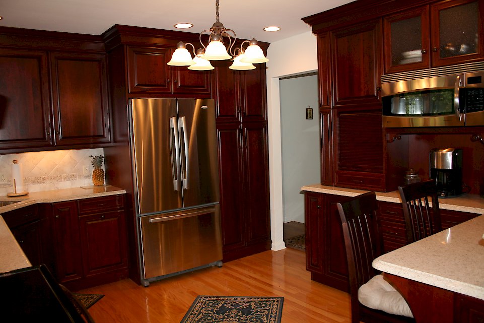Stainless steel french door refrigerator.