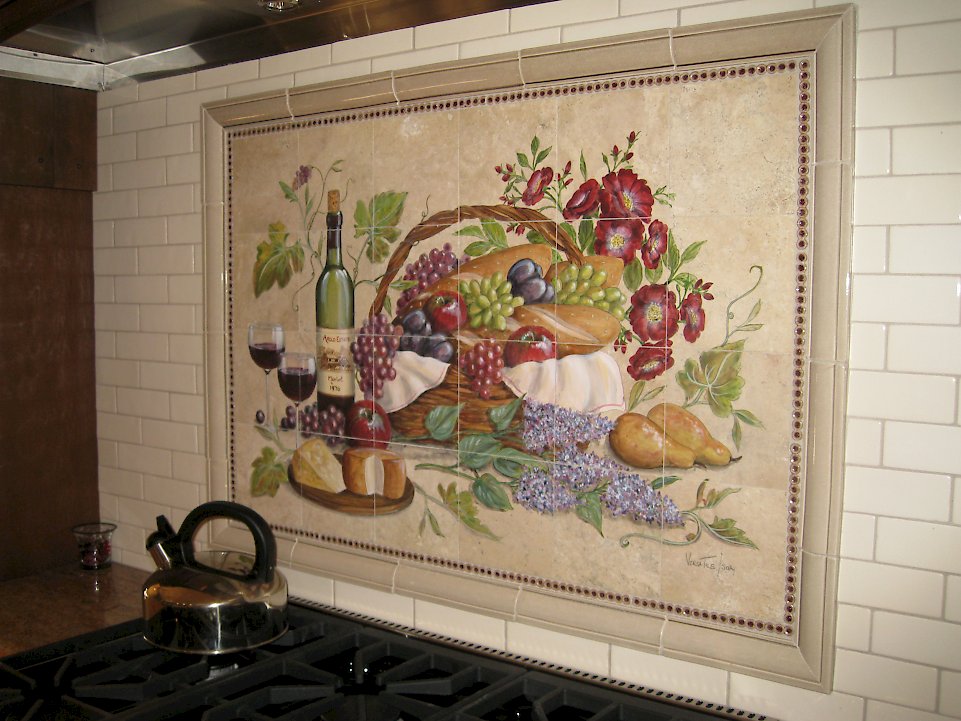 A custom tiled back-splash.