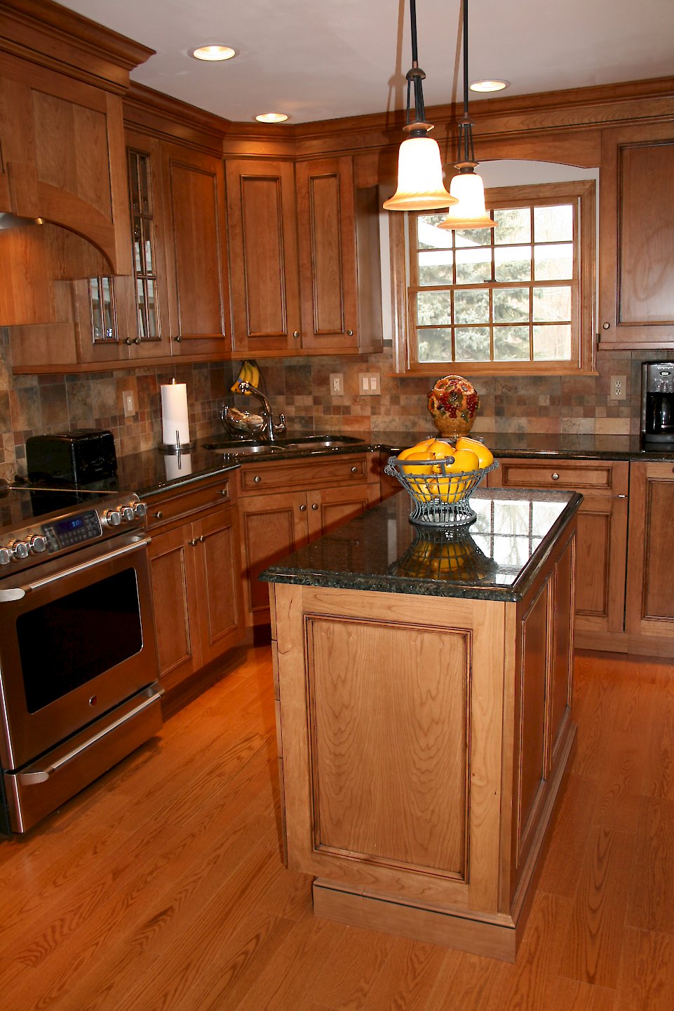 Uba Tuba granite counter-tops with half inch bullnose.