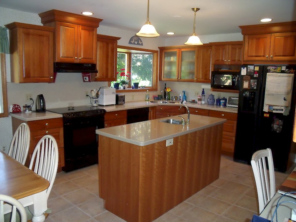 Cherry kitchen with a natural finish.