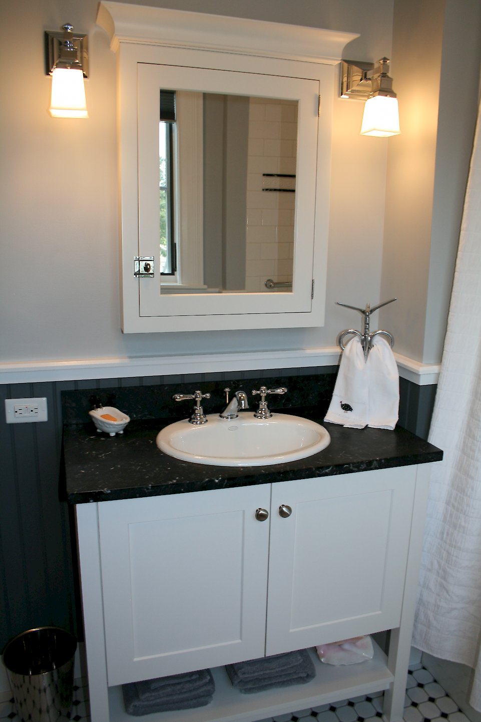 Inset door on the medicine cabinet.