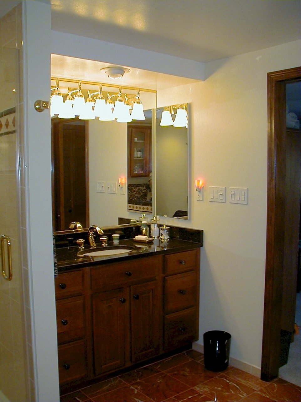 Cherry wood vanity.