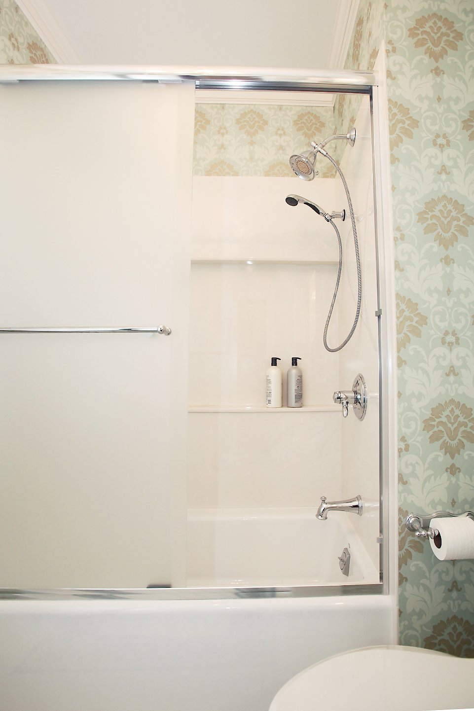 Remee cultured marble tub surround.
